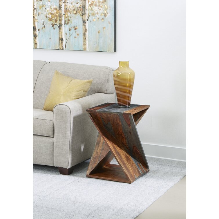 Leilla solid wood abstract end deals table